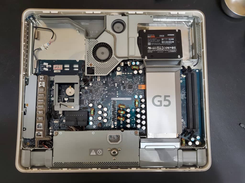iMac G5 with Back Cover and Stand Removed for Thermal Paste Replacement