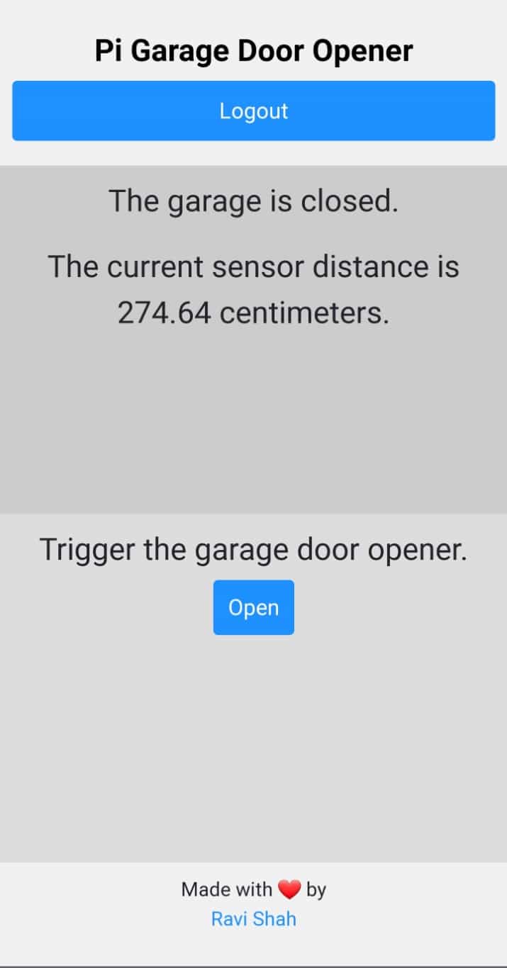 Raspberry Pi Garage Door Progressive Web Application